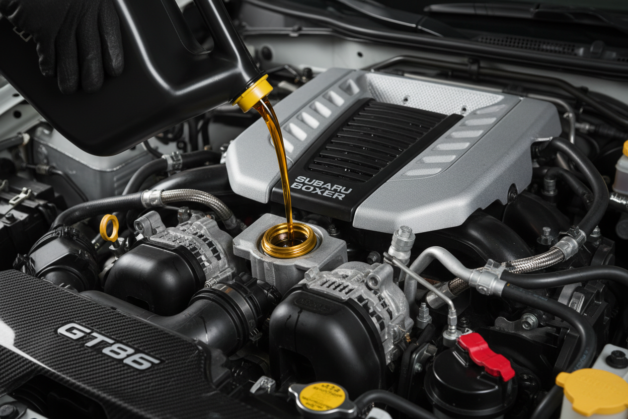 more of a close up of the oil change on a gt86